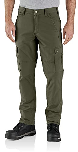 Carhartt Rugged Flex Relaxed Fit Ripstop Cargo Fleece-Lined Work Pant, Pantaloni Casual Uomo, Verde (Basil), W34 / 30L