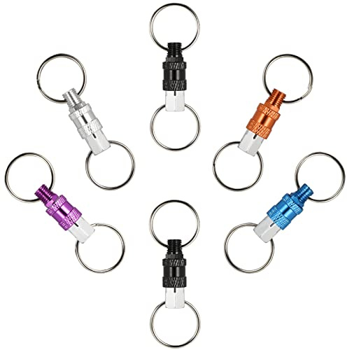 SEADESKY 6Pcs Quick Release Keychain Detachable Key Ring Pull Apart Keychain with 2 Split Rings Detachable Key Chain Secure Key Attachment (Multicolor)