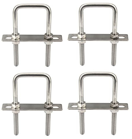 M6x45x85mm 304 Pernos cuadrados en U de acero inoxidable con tuercas hexagonales, placa de marco, arandelas redondas (4 piezas)