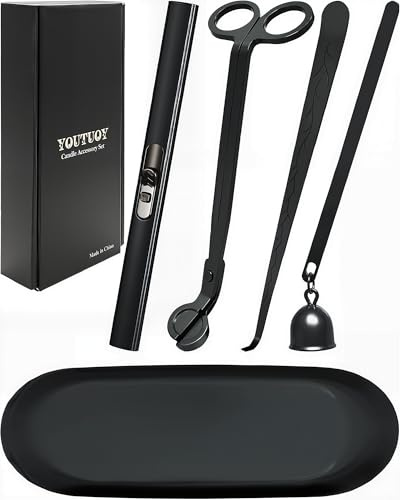 YOUTUOY 5 in 1 Candle Accessory Set, Matte Black