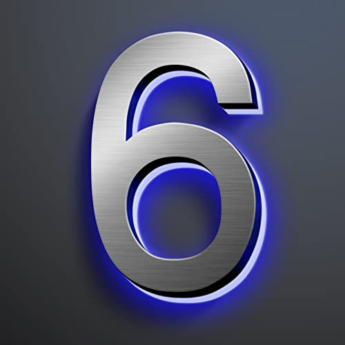 Backlit LED House Numbers Plaques 8, Stainless Steel Illuminated House Address Number Signs, Light Up Door Number Plaques For Wall Modern,8