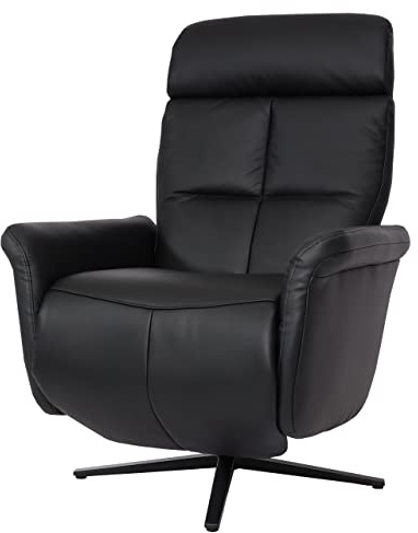 Mendler Relaxsessel HWC-L10 Voll-Leder - schwarz | Design Fernsehsessel, TV-Sessel, Liegesessel, Liegefunktion, drehbar