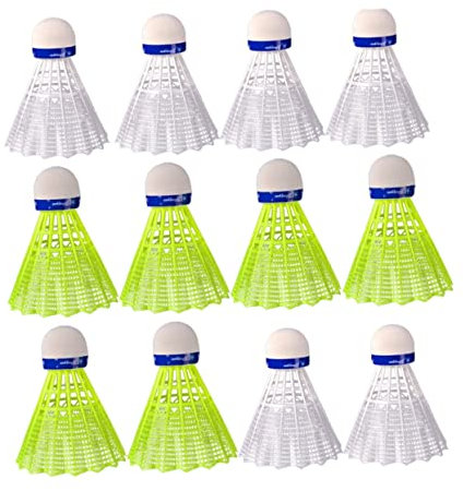 Toyvian 12stücke Badminton-federbälle Aus Nylon-Kunststoff Langlebig Sportbedarf Übungszubehör Für Studenten Und Anfänger Gelb Weiß