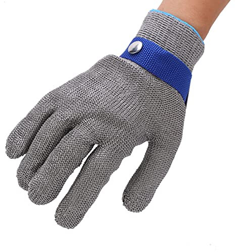 Leapiture Labor Handschuhe 316 Edelstahl Draht Handschuh Level 5 Cut Proof Stab Resistent Schutz für Arbeits küchen Schneiden Fabrik Werkstätten(M -Silber-)