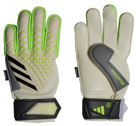 Adidas Unisex Kinder Goalkeeper Gloves (Fingersave) Pred Gl MTC Fsj, White/Lucid Lemon/Black, IA0861, 5-