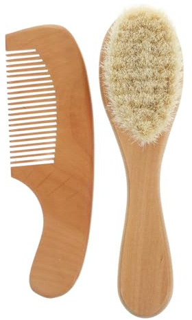 2 Stück Holz Kamm Bürsten für Kinder und Erwachsene | Entwirrt Haar, Massiert Kopfhaut, Reinigt Haut, Khakifarbene Ausführung, für Körper und Haar