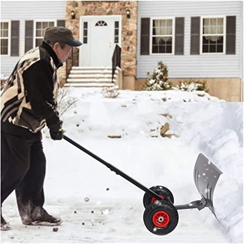 Pala da Neve efficiente con Ruote Pale spazzaneve rotanti per carichi Pesanti con Ruote e Manico Regolabile, Strumento efficiente per la rimozione della Neve, Adatto per la Pulizia