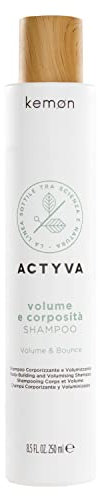 Kemon - Actyva Volume e Corposità Shampoo, Shampo per Capelli Fini ad Azione Volumizzante con Semi di Lino, Senza Siliconi - 250 ml