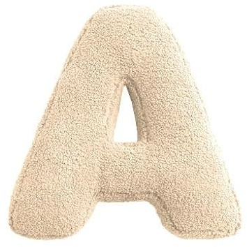 Mealini BUCHSTABENKISSEN - Buchstabe A, wollweiß, ca 25 x 27 cm, Buntes Kissen Alphabet für Namen