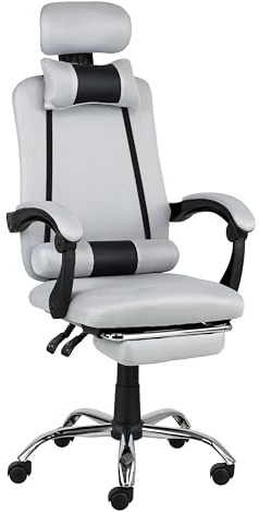 Totò Piccinni Sedia Ufficio BETA Gaming Ergonomica Reclinabile Girevole con cuscini e poggiapiedi con rotelle e poggiatesta (Beta Grigio)