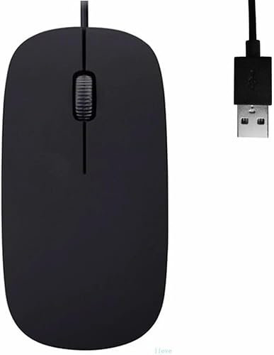 Slim Thin Optical USB Wired Mouse, Computer Mouse, 3 button mouse 1600 DPI, High-precision, Ergonomic Design, Silent, Wired Mouse Compatible with Windows PC, Laptop,Desktop,Notebook (Blackk)