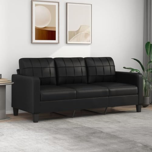 Cozynest 3-SitzerSofa Schwarz 180 cm Kunstleder