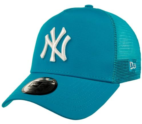 New Era League ESS Mono Yankees Trucker Cap Basecap Baseballcap Curved Brim Truckercap Meshcap Damen/Herren - Snapback, mit Schirm, Schirm Sommer Frühling-Sommer - One Size blau