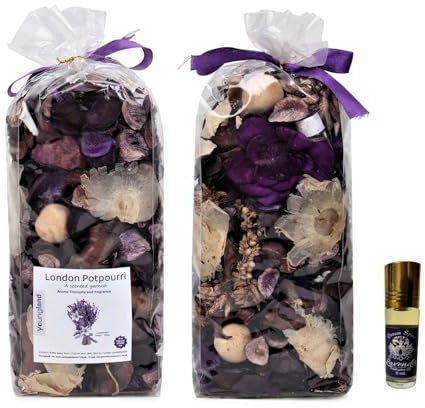 Youngland Lavender Potpourri Bags - Fragrant Rose Scented Dried Flowers for Spring Decor, Home Fragrance, and Valentine's Day - 2 Bags (8.4oz) (Lavender)