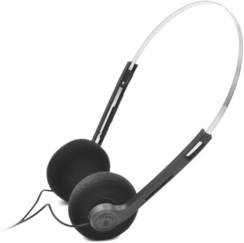 BWESOO Svarta retro over-ear-hörlurar, mini stereo lätta hörlurar med sladd, 80-tal 90-tal vintage headset med sladd, Hi-Fi stereohörlurar, för de flesta mobiltelefoner uppspelning Pevices-hörlurar