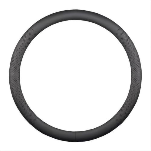 Dünn Anti-Rutsch Leder Lenkradhülle Für BMW 3er F30 F31 F34 F35 F80 G20 G21, rutschfest Verschleißfest Faser-Leder Weich und Atmungsaktiv 14.5-15inch,Round Black