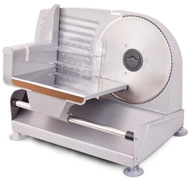 PAHION Trancheuse À Viande Électrique Trancheuse À Viande Robuste 0-15 Mm Épaisseur Réglable Tranches De Lame en Acier Inoxydable Universel Dentelé Ø 190 Mm pour Viande Congelée Charcuterie Fromage