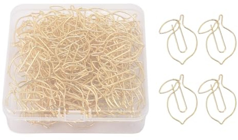 100 Stück Süße Büroklammern, Zitronenförmige Büroklammern, Fruchtförmige Büroklammern, Lesezeichenklammern mit Transparenter Box für den Gebrauch Im Büro, in der Schule und zu