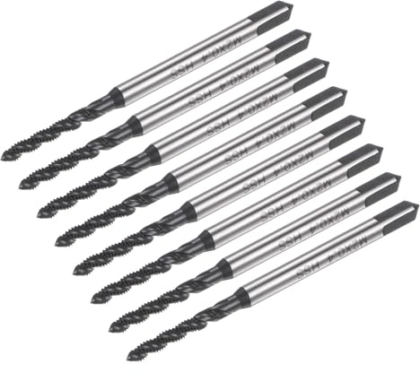sourcing map Lot de 8 tarauds métriques à filetage hélicoïdal M2 x 0,4 H2, revêtement en nitrure 6542, outils de taraudage de machine en acier rapide pour réparation de machiniste