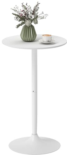HOMCOM Mesa de Bar Redonda Mesa de Comedor 2 Personas Ø60x102 cm Blanco