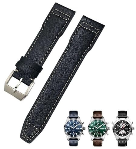 GSZCCZS 21 mm 20 mm Rindsleder-Armband, passend für IWC-Fliegeruhren, Portugieser-Armbänder, blaues Uhrenarmband-Zubehör, Herren-Werkzeug