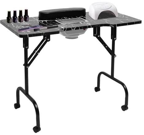 Faltbar Maniküretisch mit Absaugung, Tragbarer Mobiler Nageltisch mit Staubbeutel und Tragetasche, 2800 U/min, 90 x 40 x 72 cm