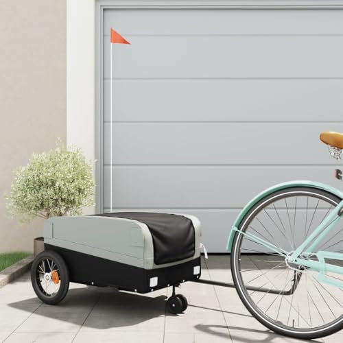 Xichuzi Fahrradanhänger Schwarz und Grau 30 kg Eisen, Fahrrad Anhänger, Lastenanhänger, Handwagen, Fahrrad-lastenanhänger, Lastenfahrrad - 94056