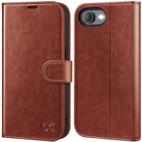 OCASE für iPhone 17e und iPhone 16e Hülle Premium PU Leder Braun | Handyhülle mit Kartenfach, Standfunktion, RFID Schutzhülle, Klapphülle Handytasche Lederhülle