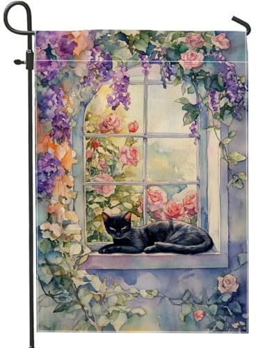 Drapeau de jardin floral printemps été, rose lilas violet, décoration d'intérieur, drapeaux de jardin, drapeau de jardin double face en coton, décoration de pelouse extérieure, 30,5 x 45,7 cm