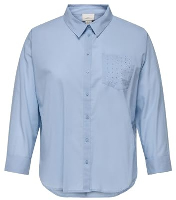 ONLY Carmakoma Maglietta da Donna Carnew Lina Studs LS Wvn, Soft Chambray, 54