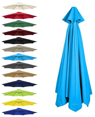 CMJYMX Toile De Rechange pour Parasol 6 Baleines: 2,0/2,5/2,7/3,0 M, 8 Baleines : 2,0/2,3/2,7/3,0/3,5 M(Lake Blue,8 Ribs: 350CM/11.5FT)