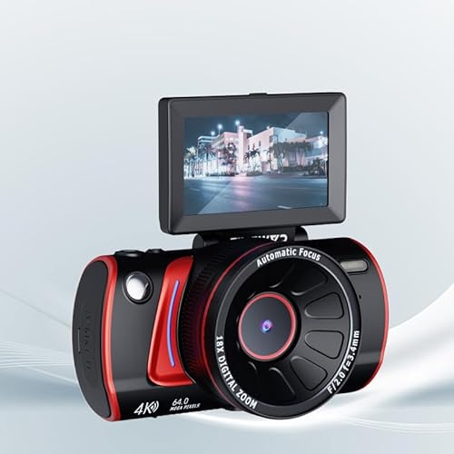 Digitalkamera 4K für Fotografie, 64-Megapixel-WLAN-Vlogging-Kamera für Videos mit 3-Zoll-180°-Klappbildschirm, kompakte Reisekamera mit 16-Fach-Zoom, Point-and-Shoot-Digitalkameras für YouTube (schwa