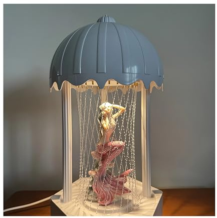 MINI Retro Oil Rain Lamp with Pink Mermaid Figure, Decorative Table/Floor Lamp for Home and Wedding