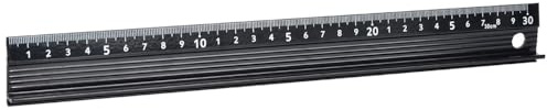 Aluminium Raised Grip Cutting Ruler,L-Type Cutting Ruler,20/30cm Lightweight Drafting Tool for Straight Line Measurement & Craft Cutting(Black)(30cm)
