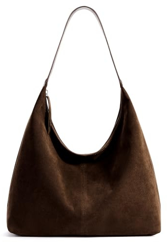 KALIDI Damen Shopper Handtasche Schultertasche Wildleder Tote Bag Vintage Hobo Tasche mit Reißverschluss Groß für Arbeit Schule Shopper Lässige täglich