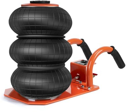Bonnlo Pneumatischer Wagenheber 3T, Air Jack 135mm - 400mm Hubhöhe, Wagenheber Pneumatisch Dreifach-Luftsack, Luftwagenheber 3–5 Sekunden Schnellhub (ohne Griff, Orange, 24x30x40 cm)