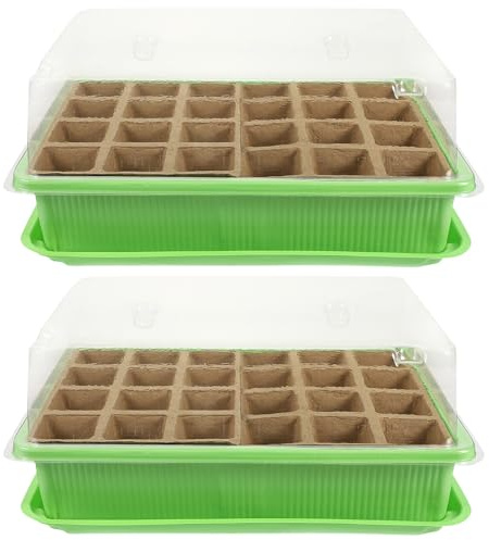 Gadpiparty 2sets Vassoio di Germinazione in Vassoi per Avviamento Piantine Vassoi Coperchio per Coltivazione Indoor e Germinazione di Semi per Vivai e Giardinaggio