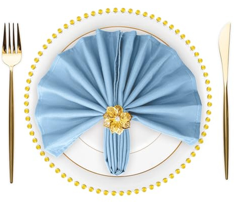 SuperO Set of 80 Cloth Napkins 17 x 17 Inch, Polyester Solid Washable Dinner Napkins with Hemmed Edges,Great for Restaurant, Wedding and Party(Blue Mist)