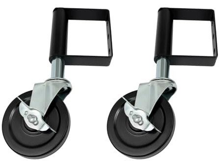 Uppsättning av 2 fjäderbelastade grindhjul 10 cm med broms, 360° roterbar, tung belastning för trägrindar och ståldörrar, vibrationsdämpning, lastkapacitet 100 kg
