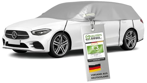WALSER Abdeckplane Auto All Weather, Abdeckplane wasserdicht, 100% wetterfeste Autoabdeckplane, Autoabdeckung Outdoor, Autoabdeckplane wasserdicht, Autoplane Halbgarage Größe 6 Kombi Silber