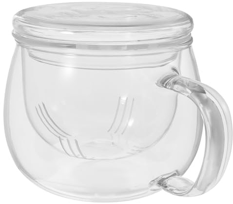 NIYANGLE Taza de Té de Vidrio Borosilicato Infusor y Filtro para Infusiones Sueltas, Capacidad 350 Ml, Adecuado para Oficina y Hogar
