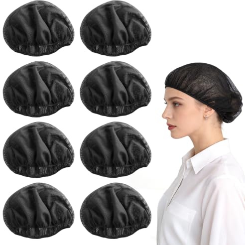 SLIAXINT 8 Stück Haarnetz Küche, Unisex Elastische Kochmütze, Einstellbar Atmungsaktive Kochhaube, Wiederverwendbare Haarnetze Hair Net, Kopfbedeckung Küche, für Gastronomie Werkstatt (Schwarz)