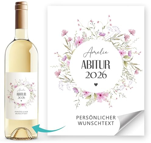 SpecialMe® Weinetiketten Geschenke für Frauen Abitur Abschluss 2026 personalisiert - Name Jahr Wunschtext - Flaschenetiketten selbstklebend unisize