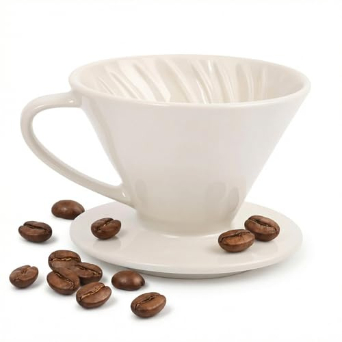 HNCY Kaffeefilter Porzellan Größe 4, Kaffeefilter Größe 4 für Filtertüten 1x4, Permanent Kaffeefilterhalter Porzellan für Zuhause, Café, Restaurants, Geschenk für Mama, Papa, Freunde