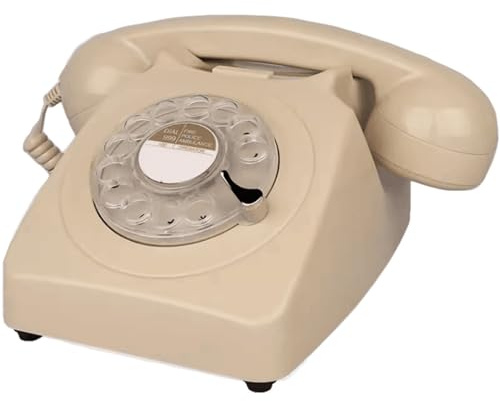 WDSOPK Teléfono retro, esfera giratoria retro, cable vintage, teléfono fijo para el hogar/oficina, rojo (beige)