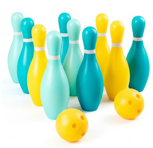 Ameble Bowlingspel för barn, 10 Bowling och 2 Bowling, Sportleksaker för inomhus och utomhus, plastspel för barn med lätt att slå för hand-öga-koordination