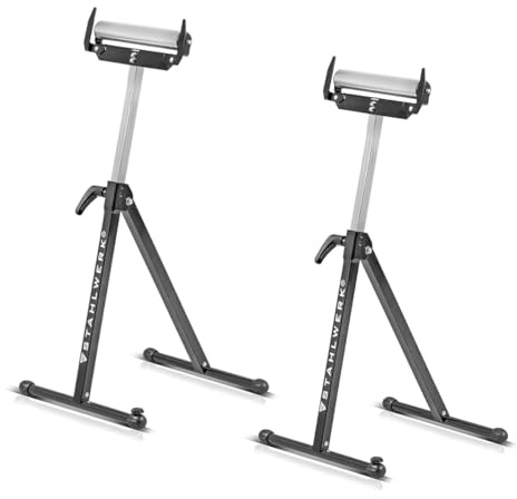 STAHLWERK Rollenbock RB-110 ST Arbeitsbock, 2 Stück, Rollenauflage, 60 kg | Klappbock höhenverstellbar von 720 bis 1.100 mm mit 60 kg Tragkraft