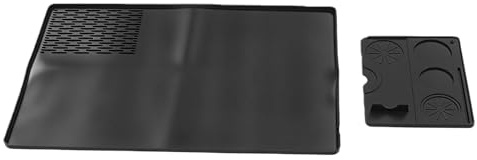 Bewinner 2 i 1 Kaffematta i Silikon, Svart Förtjockad Värmesäker Kaffestämpeltorkmatta för ES601 ES701 Kaffemaskin - Anti-halk Motskydd för Kaffebryggaretillbehör