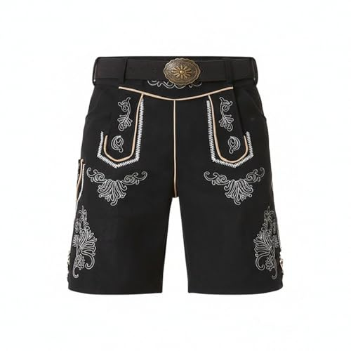 Generisch Lederhose Herren - Elegante Trachtenhose - Kurze Trachten Lederhose - Oktoberfest Herren Outfit Hose