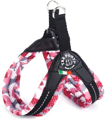 Tre Ponti Geschirr Easy Fit Soft Mesh mit Click Verschluss in div. Farben und Größen, Farbe:Camouflage pink, Größe:Gr 3.5/45-48cm / bis 9kg